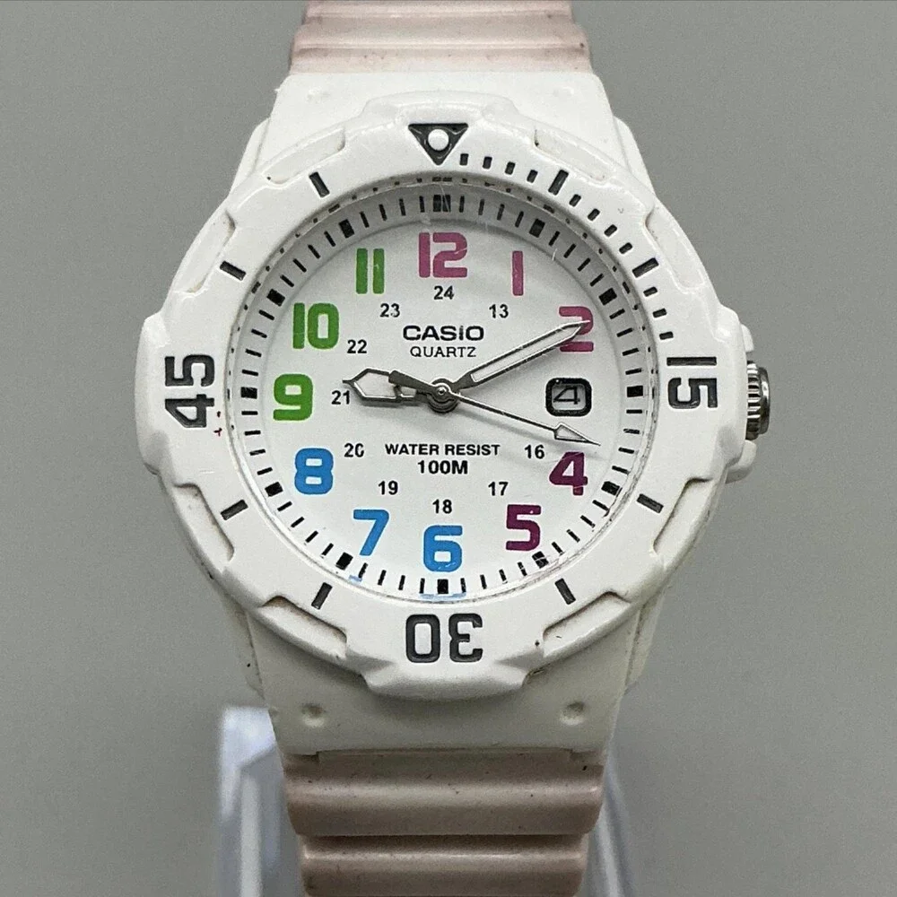 Casio LRW-200H Womens Watch 33mm White Dial Pink Resin 100M Date New Battery